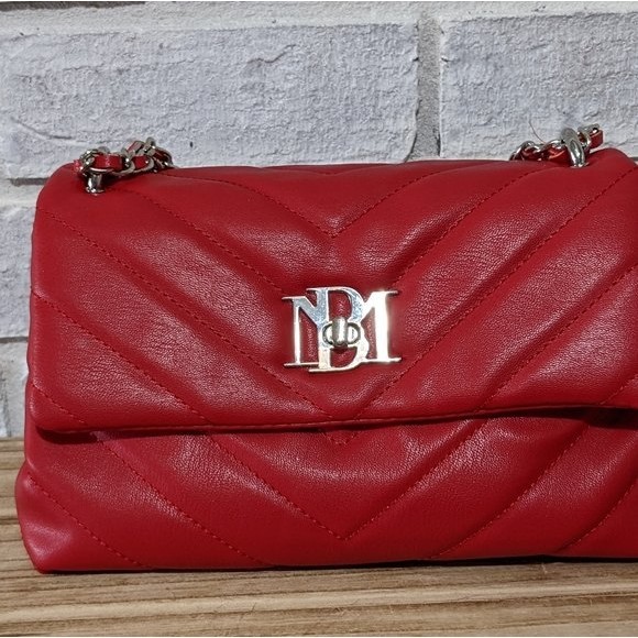 Badgley Mischka red quilted shoulder bag purse‎ - Picture 5 of 7